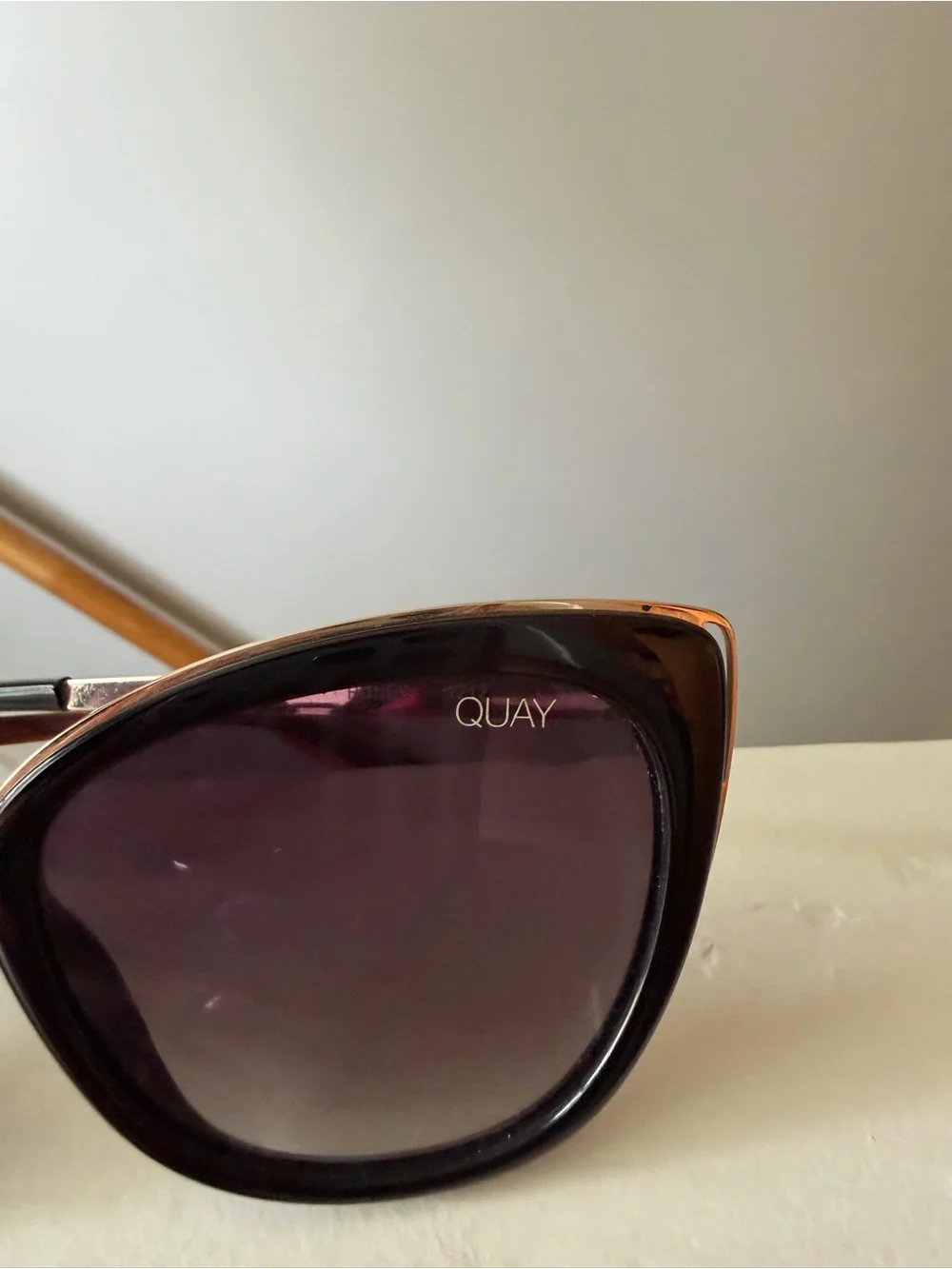 Quay Australia Black Cat Eye Sunglasses with Dark Gradient Lenses